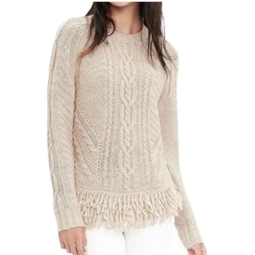 Banana Republic Light Beige Cable Knit Sweater Sz XL